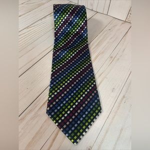 Versailles by Piattelli 100% Silk Tie Hand Made 58x3.75 Rainbow Check
